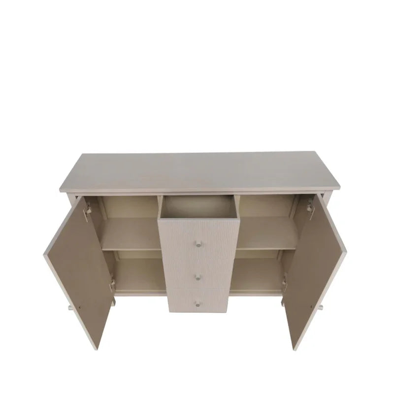 Lindon 2 Door 3 Drawer Taupe Sideboard with Nickel Handles