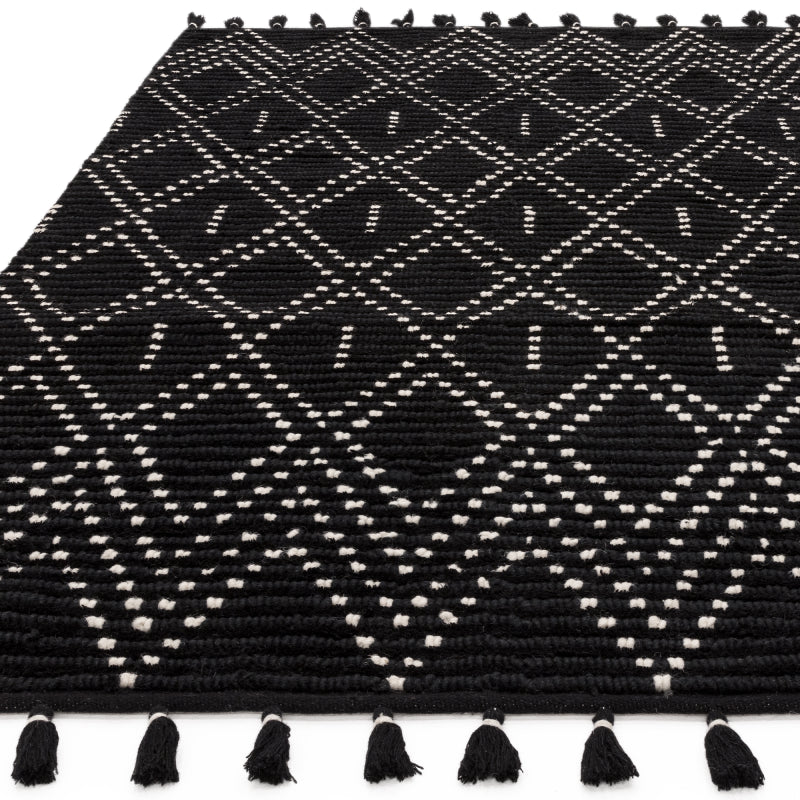 Nepal Black/Cream Diamond Rug Rug - Image 5