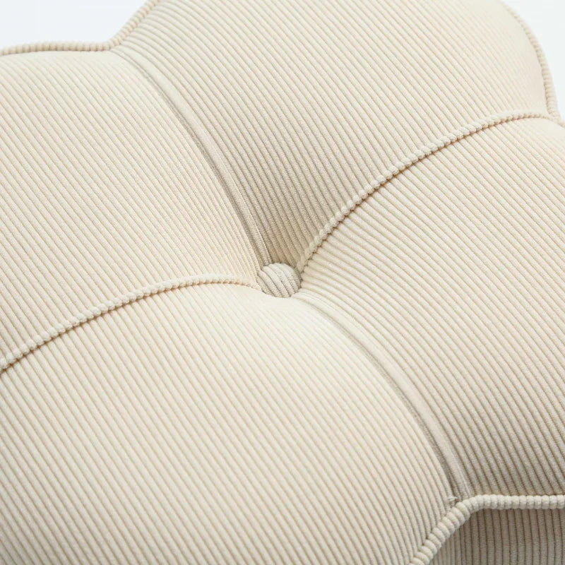 45cm Cream Velvet Clover Ottoman with Gold Legs