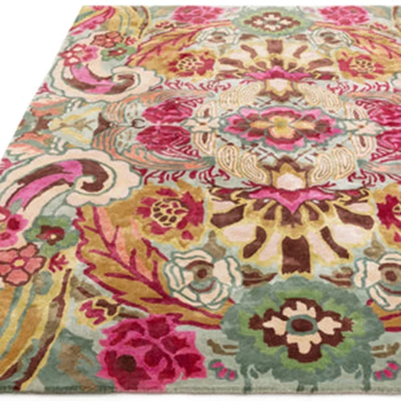 Multicolour floral area rug with intricate pattern and textured surface