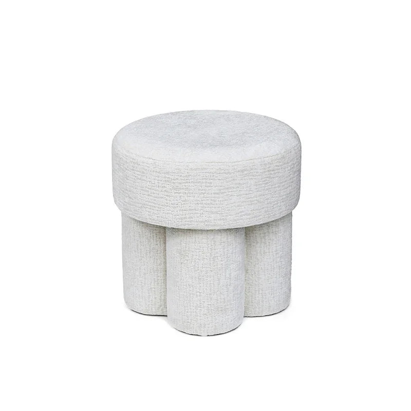 47.5cm Ivory Chenille Round Stool