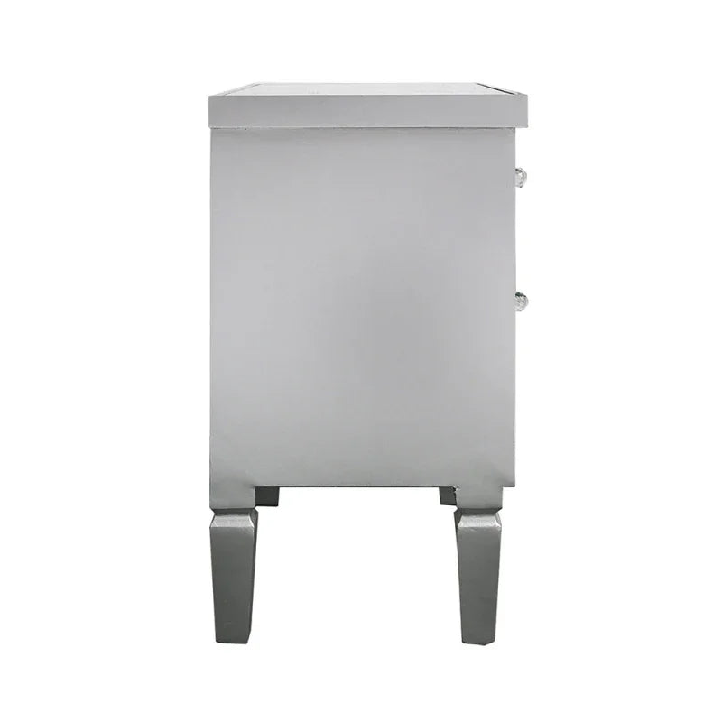 Vista 2 Drawer Silver Wood & Mirror Bedside Cabinet