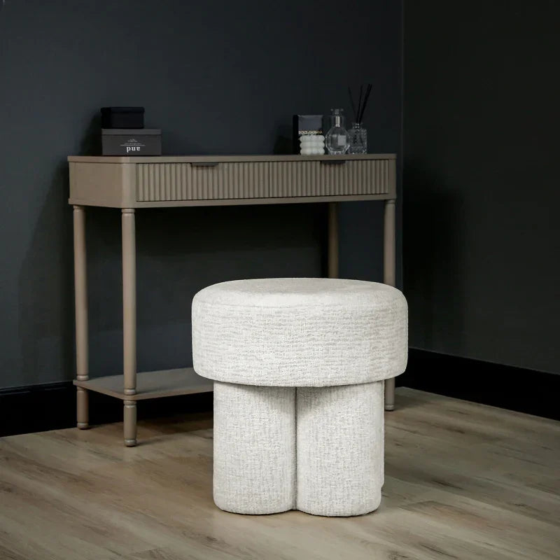 47.5cm Ivory Chenille Round Stool