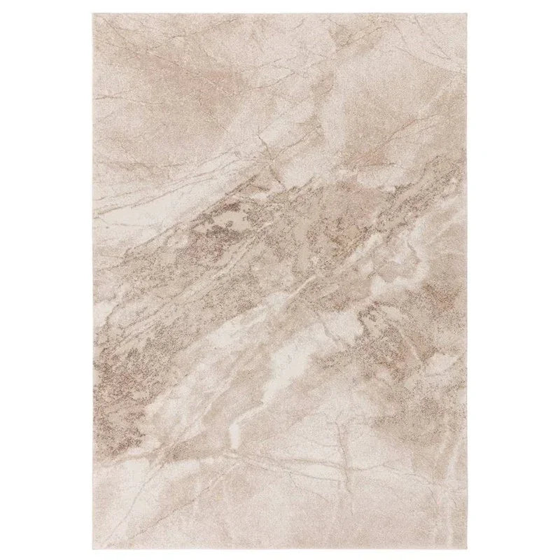 Beige marble effect area rug with subtle textured pattern, rectangular shape