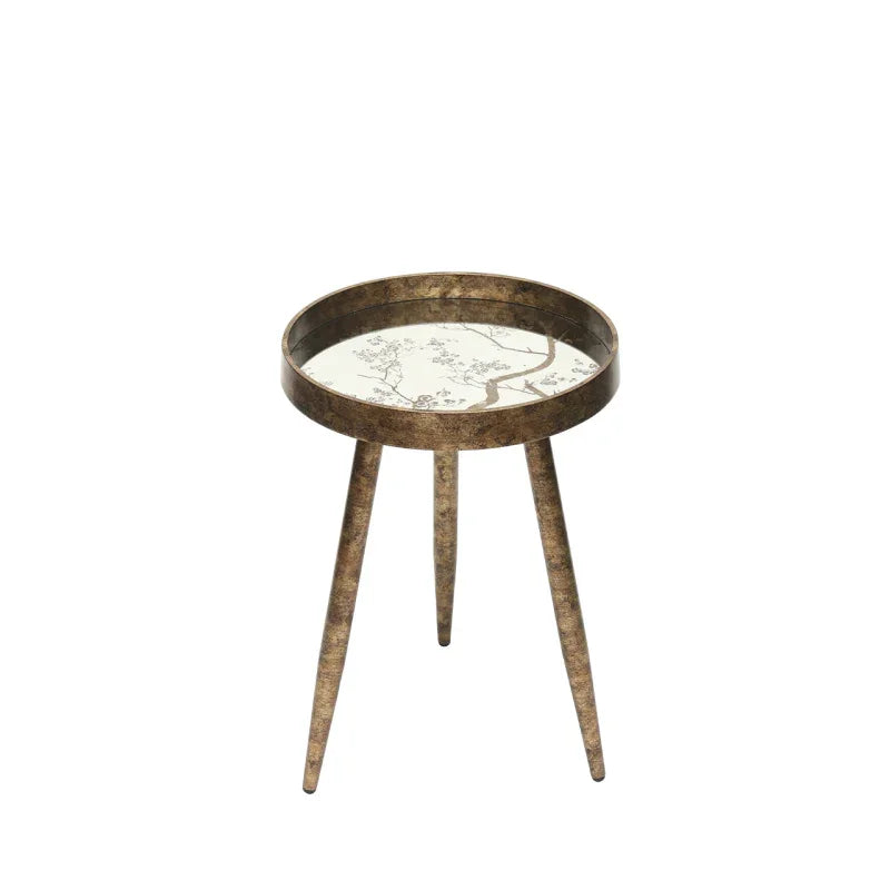 Set of 2 Antique Gold and Mirror Top Nesting Table