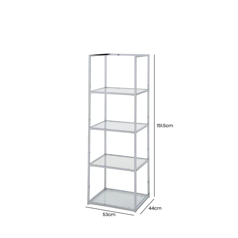 Logan 151.5cm Chrome 4-Tier Glass Rectangular Display Unit - KD