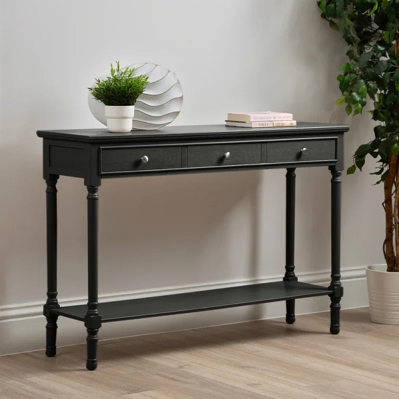 Delta Medium 3 Drawer Console Table Grey with Ball Design Hadle