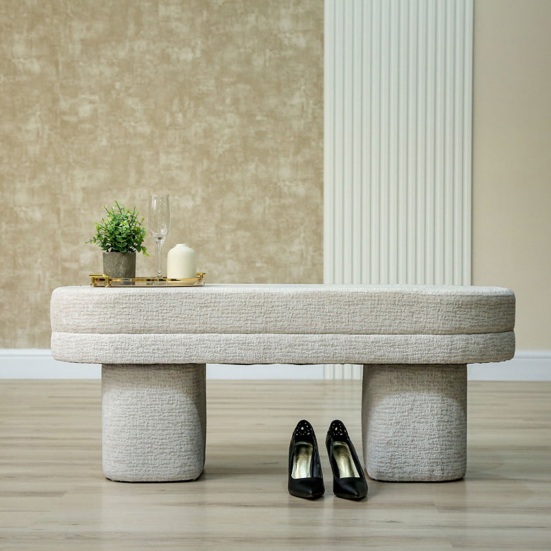 45cm Taupe Chenille Bench