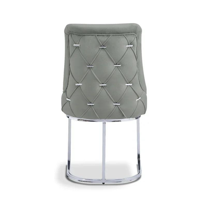 Casas Grey Velvet Dining Chair with Chrome Legs