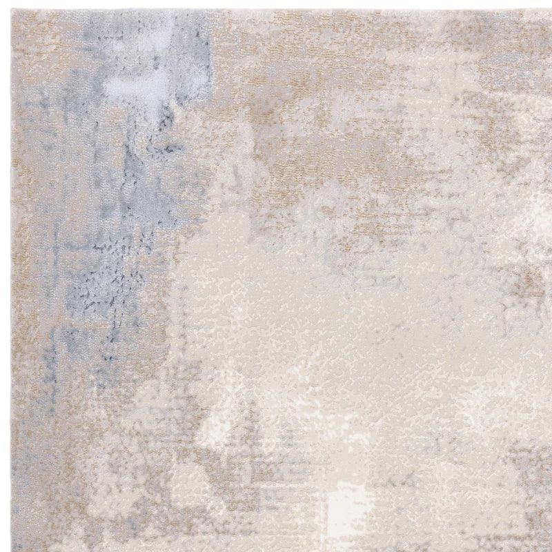 abstract beige and grey area rug with distressed modern pattern