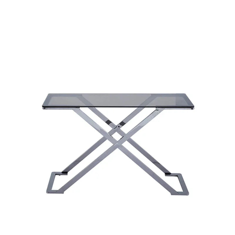 Axel Grey Gunmetal Console Table with Smoke Glass Top