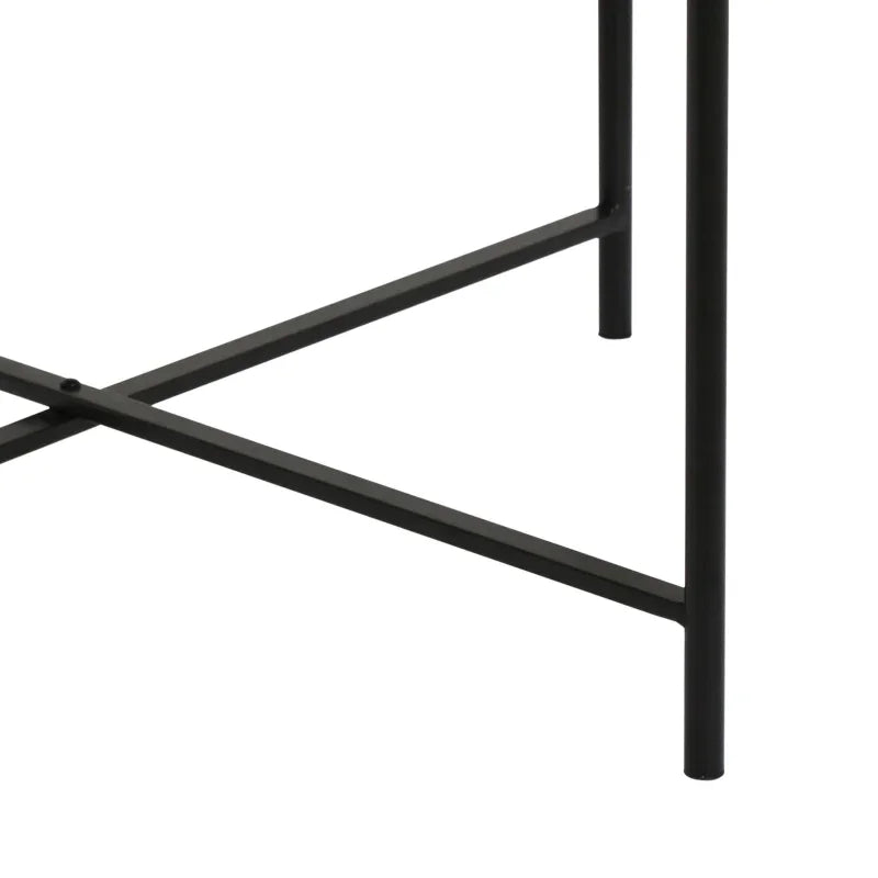 45cm Black Metal Coffee Table with Travertine Marble Top