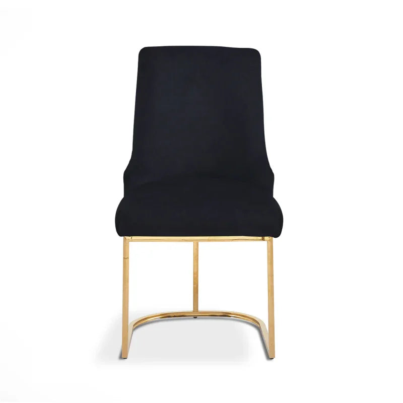 Casas Black Velvet Dining Chair with Gold Legs