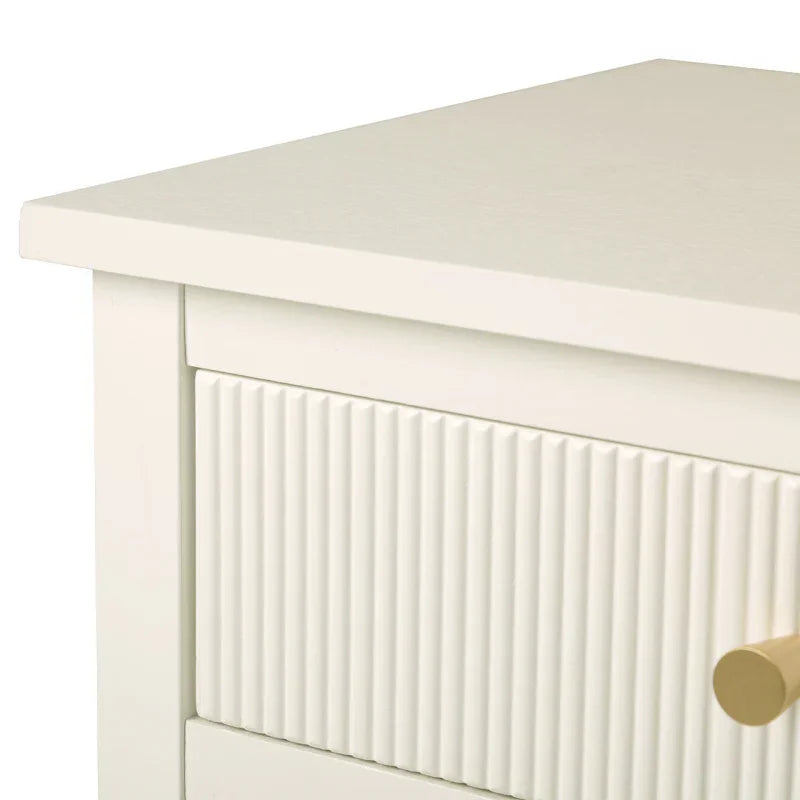 Lindon 1 Drawer End Table White with Gold Handles