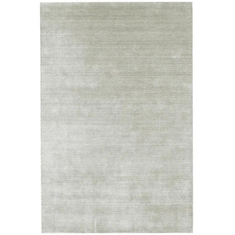 Light grey area rug with subtle textured stripe pattern, shown from overhead view