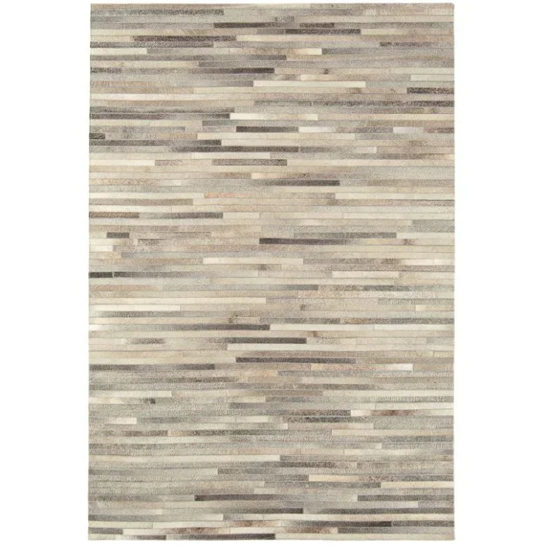 Beige and grey striped area rug with linear pattern