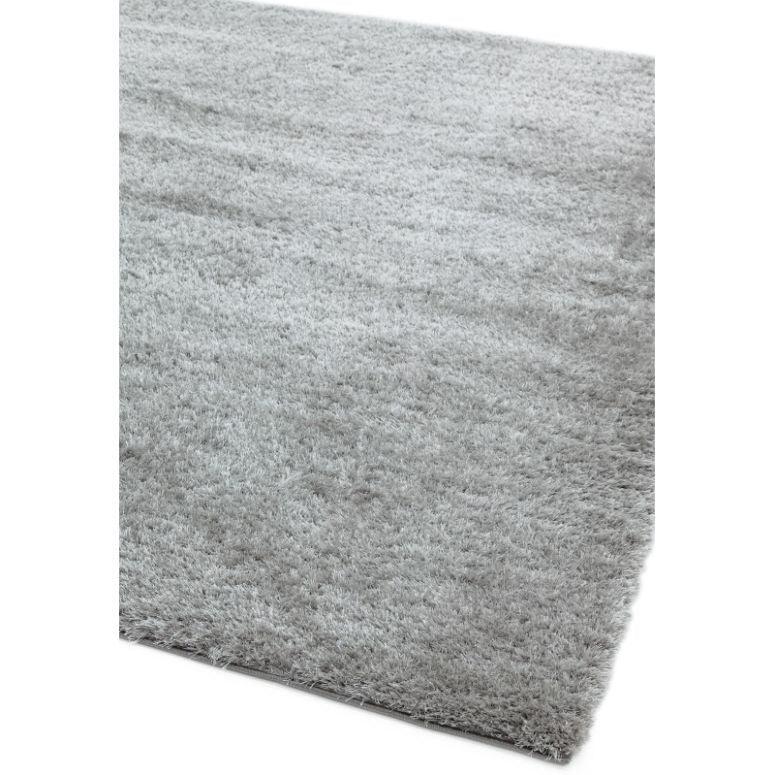 light grey shaggy rug with soft pile and rectangular shape