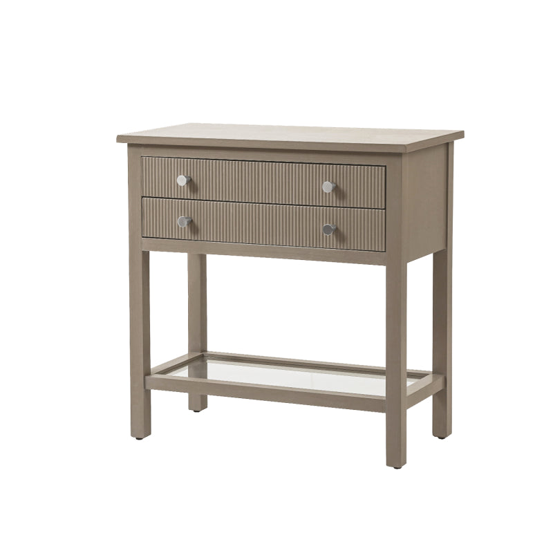 Lindon Taupe 2 Drawer Bedside Cabinet with Glass Shelf