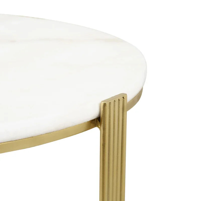 Yohan White Marble with Gold Metal Legs Coffee Table