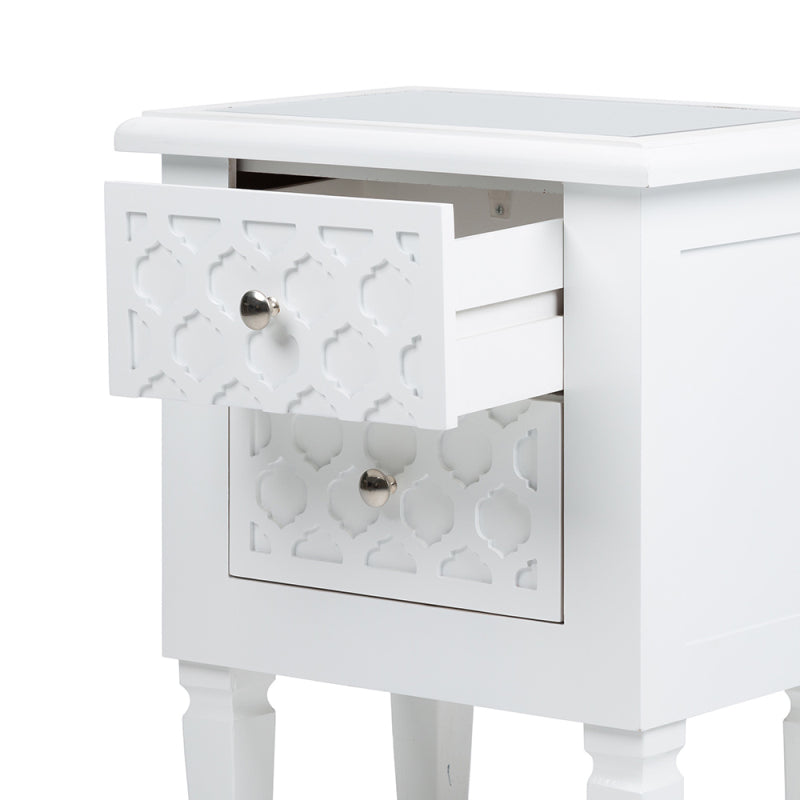 Casablanca White 2-Drawer Bedside Cabinet - DSP