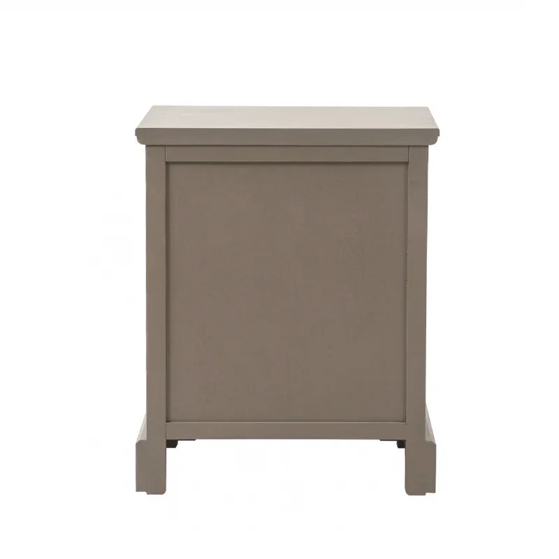 Lindon 2 Drawer Bedside Cabinet Taupe with Nickel Handles