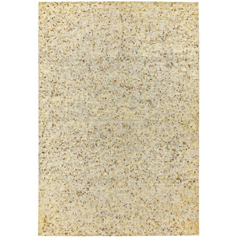 Beige and gold area rug with mosaic pattern for living room or bedroom