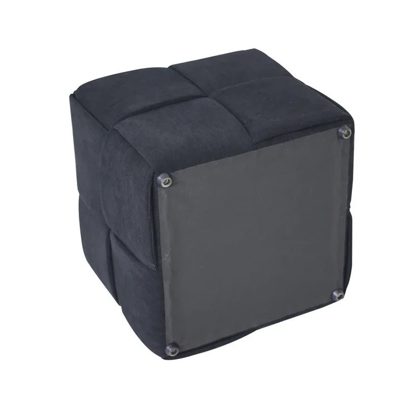 Black Velvet Square Woven Ottoman