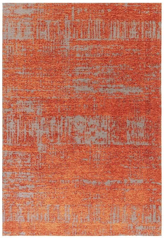 Orange and grey modern area rug with abstract textured pattern