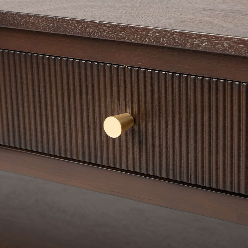 Lindon 2 Drawer Coffee Table Walnut Brown with Gold Handles