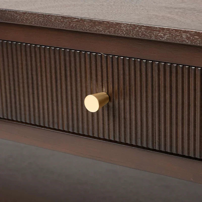 Lindon 2 Drawer Coffee Table Walnut Brown with Gold Handles