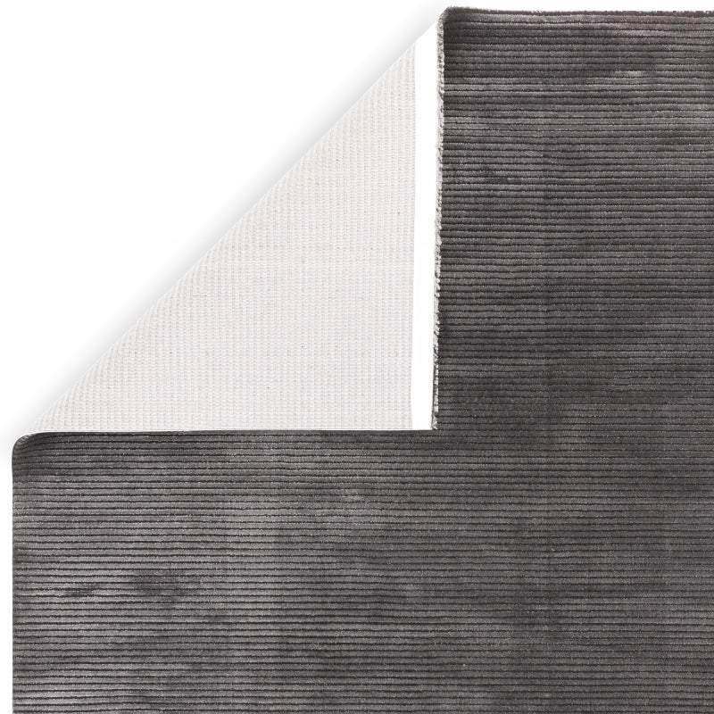 Kuza Plain Stripe Charcoal Rug - Image 3