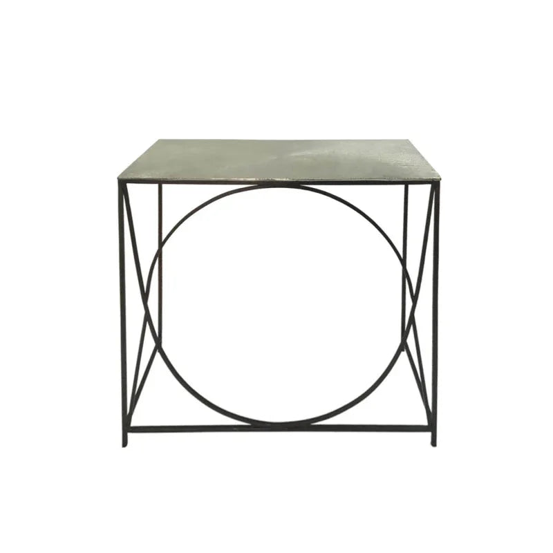 Ekanshi Black Console Table with Nickel Top