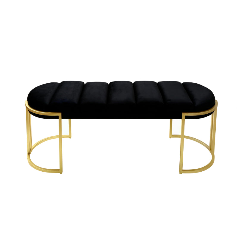 120cm Black Velvet Tufted Bench with Gold Legs
