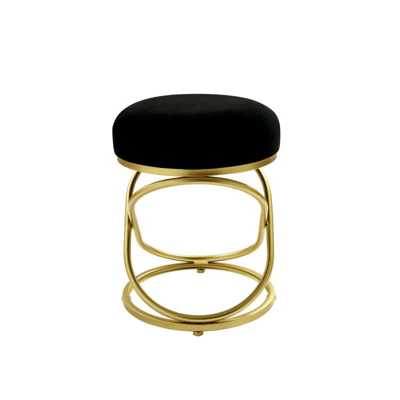 46cm Black Velvet Rizzo Stool with Gold Legs