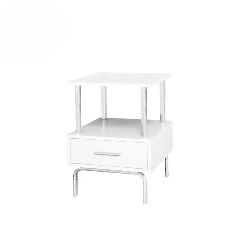 Charlotte White & Chrome 1-Drawer Bedside Cabinet - DSP