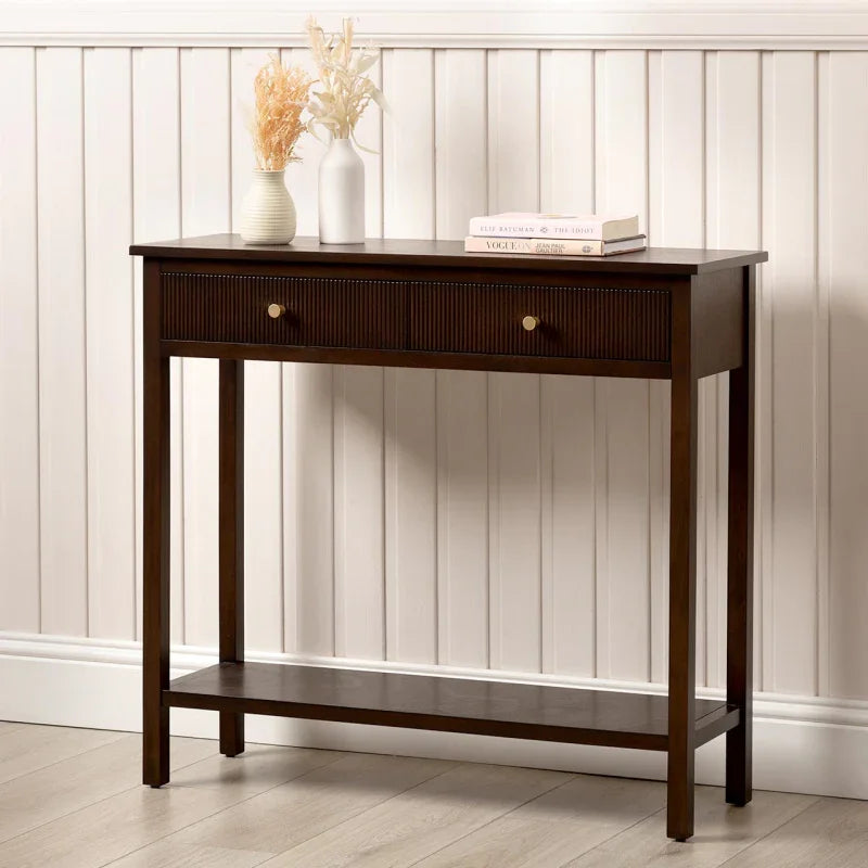 Lindon 2 Drawer Console Table Walnut Brown