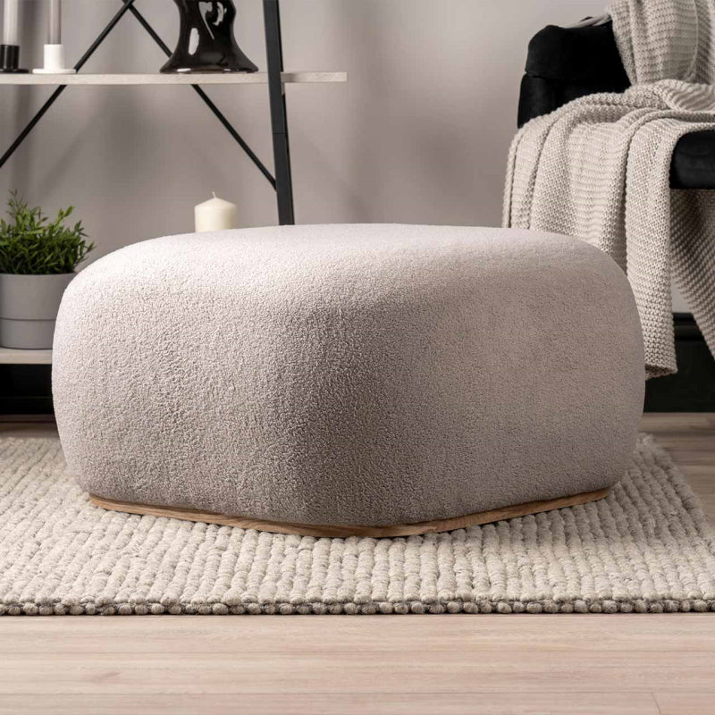 Grey Boucle Ottoman