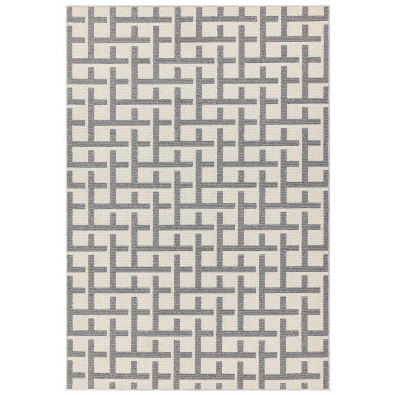 Antibes AN03 White/Grey Grid Rug - Image 1