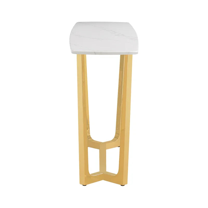 Meghan Gold Metal Console Table with White Faux Marble Top