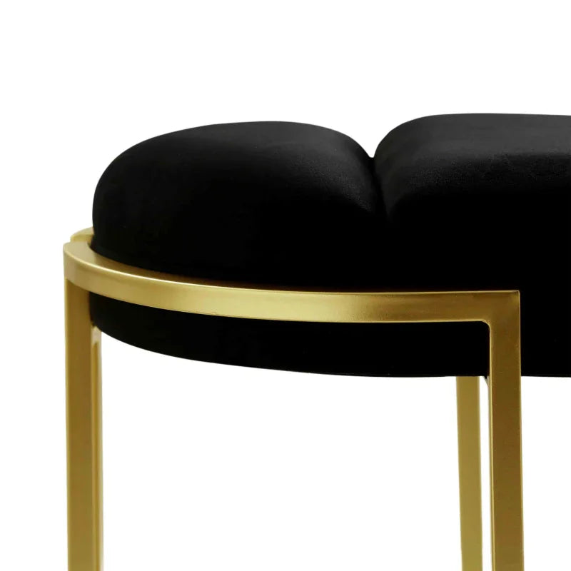 120cm Black Velvet Tufted Bench with Gold Legs