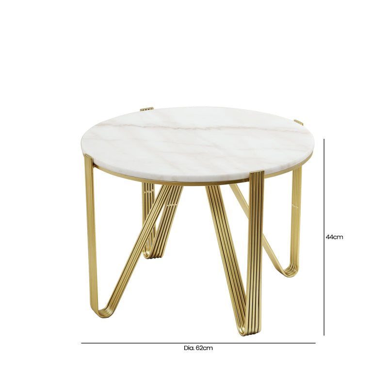 Yohan White Marble with Gold Metal Legs Coffee Table