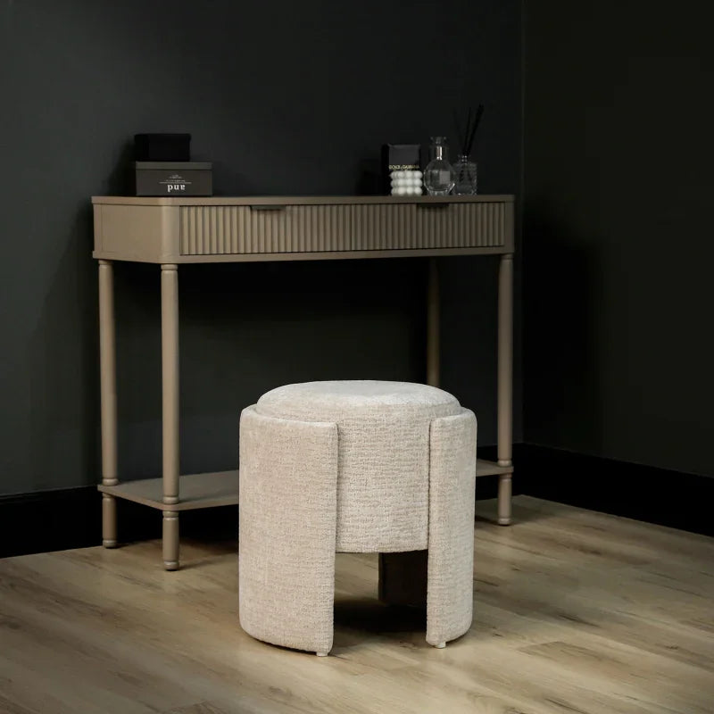 43cm Taupe Chenille Round Stool