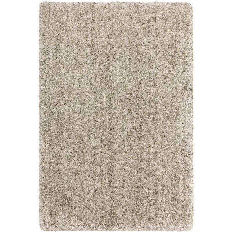 Beige shaggy rug with soft textured pile, rectangular shape, shown from above
