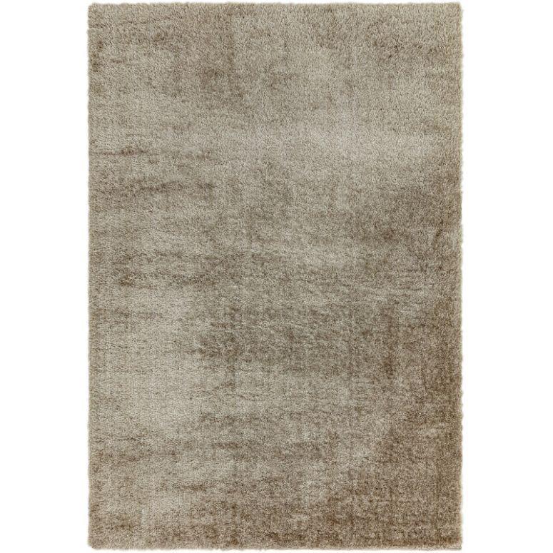 Beige shaggy area rug with soft texture and rectangular shape