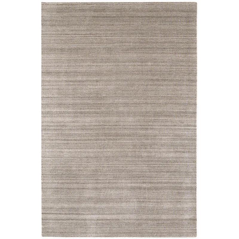 Beige textured area rug with horizontal woven stripe pattern