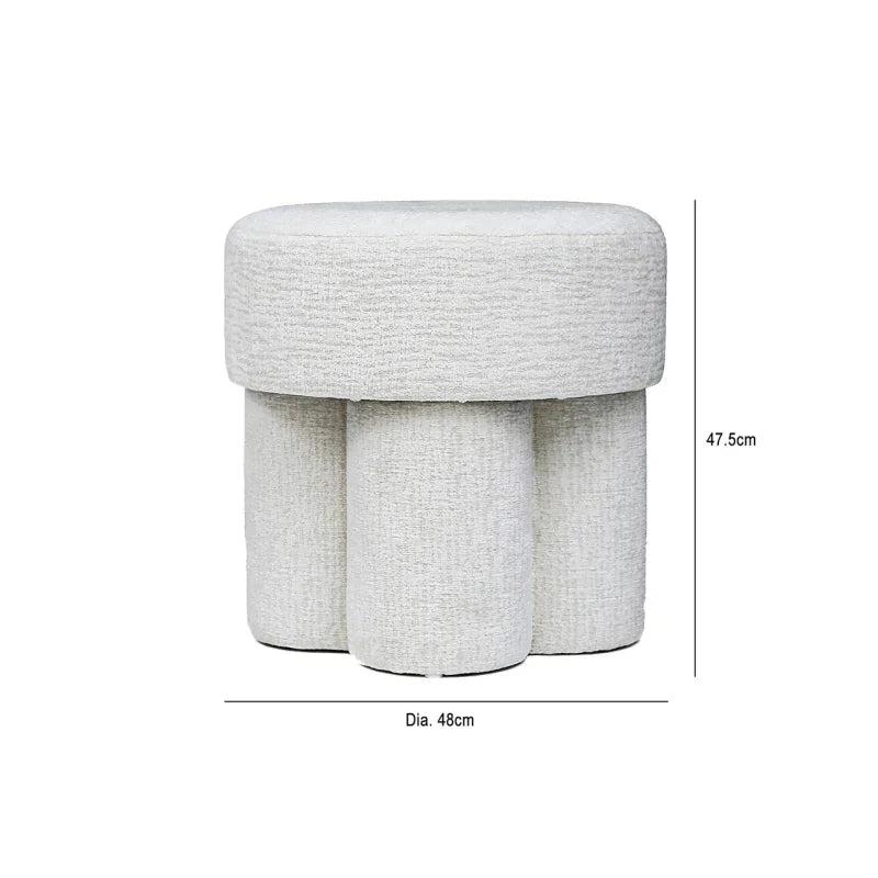 47.5cm Ivory Chenille Round Stool