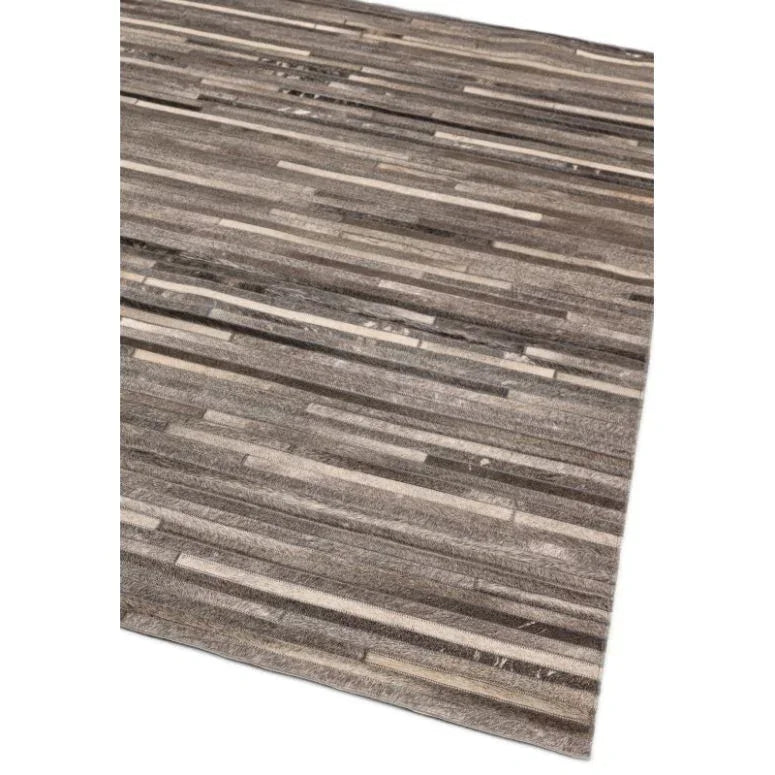Rectangular grey striped area rug with modern linear pattern