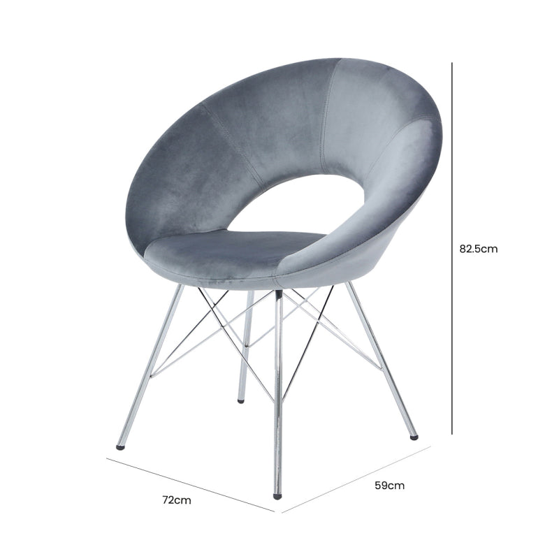Orb Dining Chair Grey Velvet