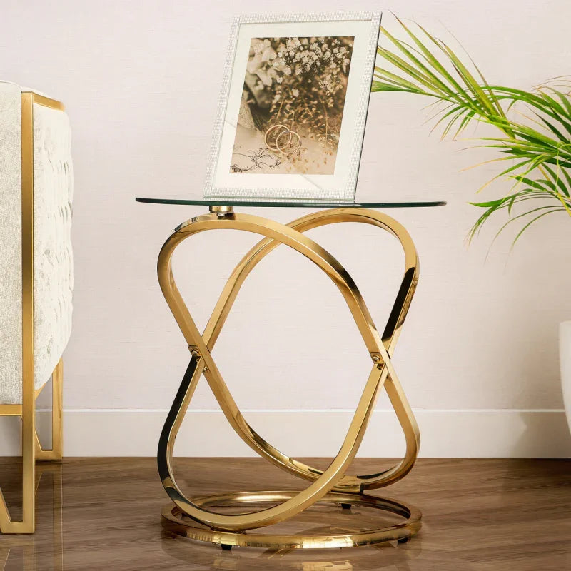 Rizzo Gold End Table Glass