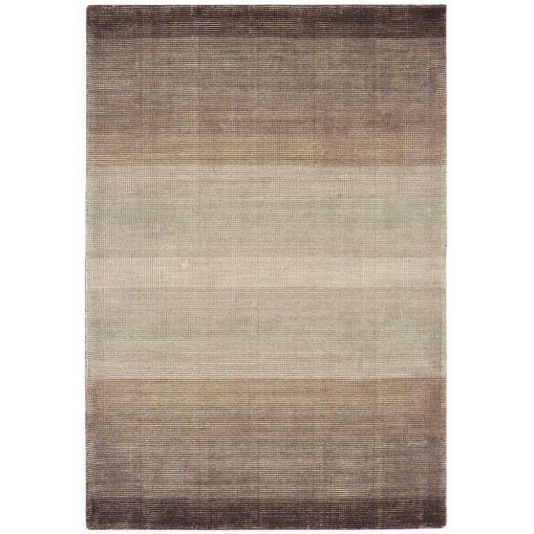 Neutral gradient area rug with horizontal bands in beige, taupe, and brown tones